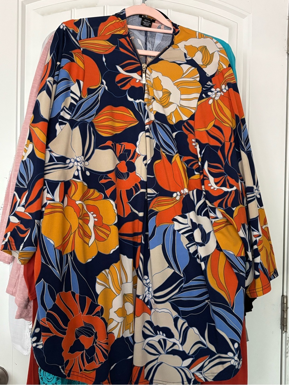 EVANS Floral Blue & Peach Zip Jacket